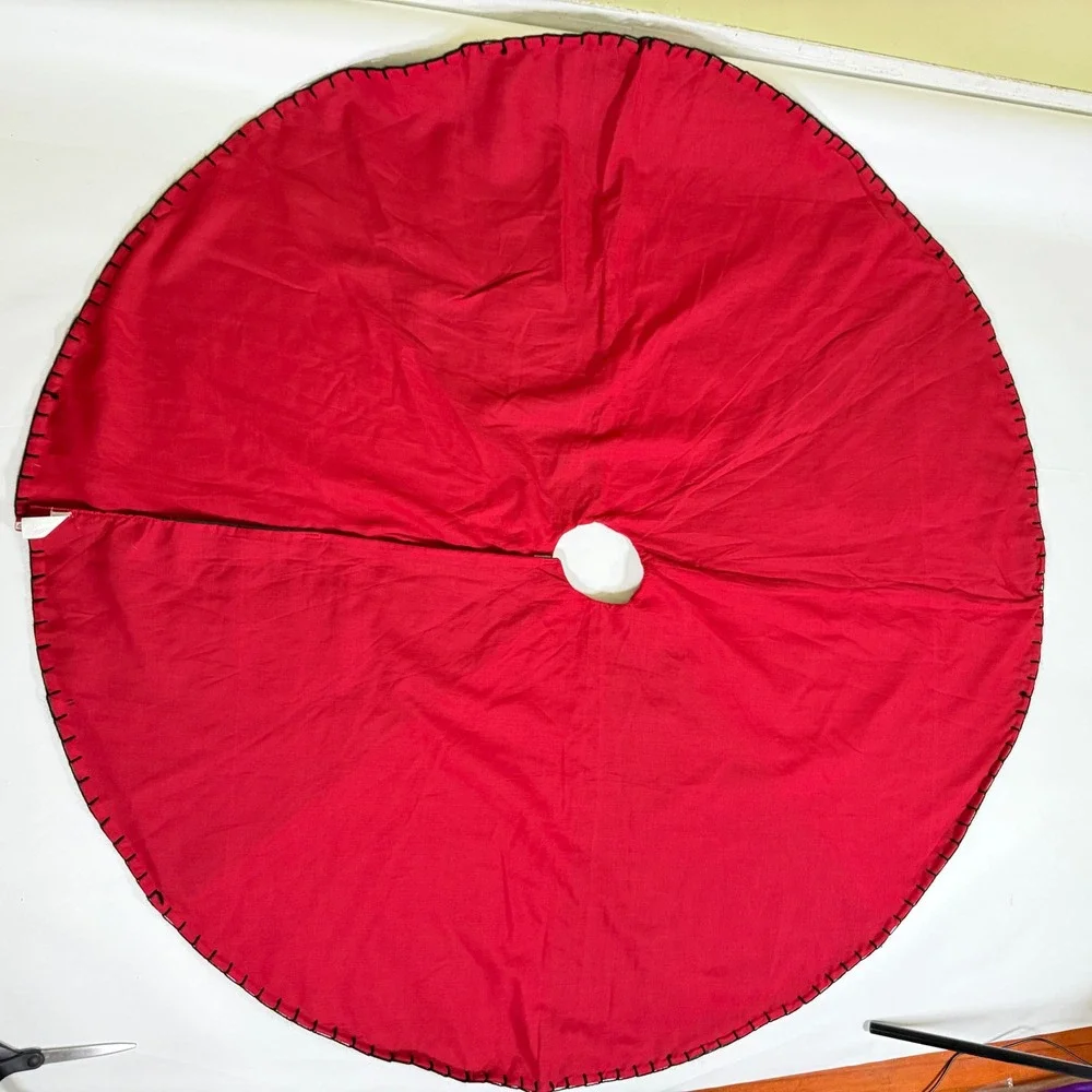Felt Christmas Tree Skirt Red Green Snowman Tree Appliqué 44